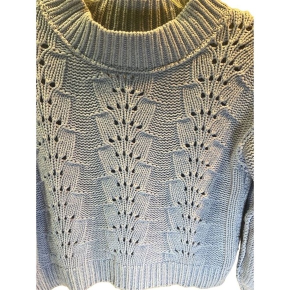 Free People Women's XS Blue Cable-Knit Pullover Sweater - Picture 10 of 10